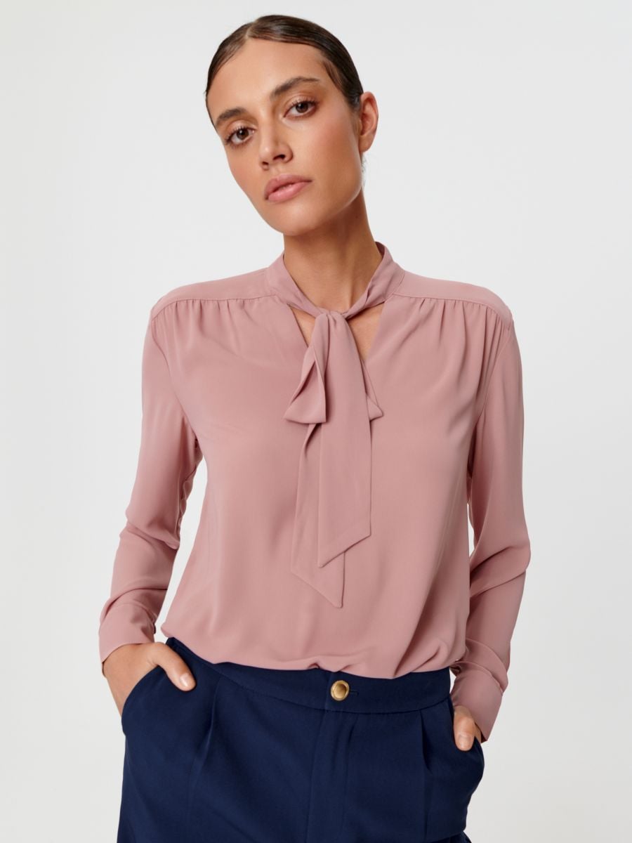 Bluză cu șnur decorativ - roz - SINSAY