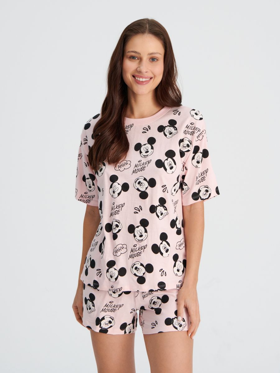 Bavlněná pyžamová souprava Mickey Mouse - růžová - SINSAY
