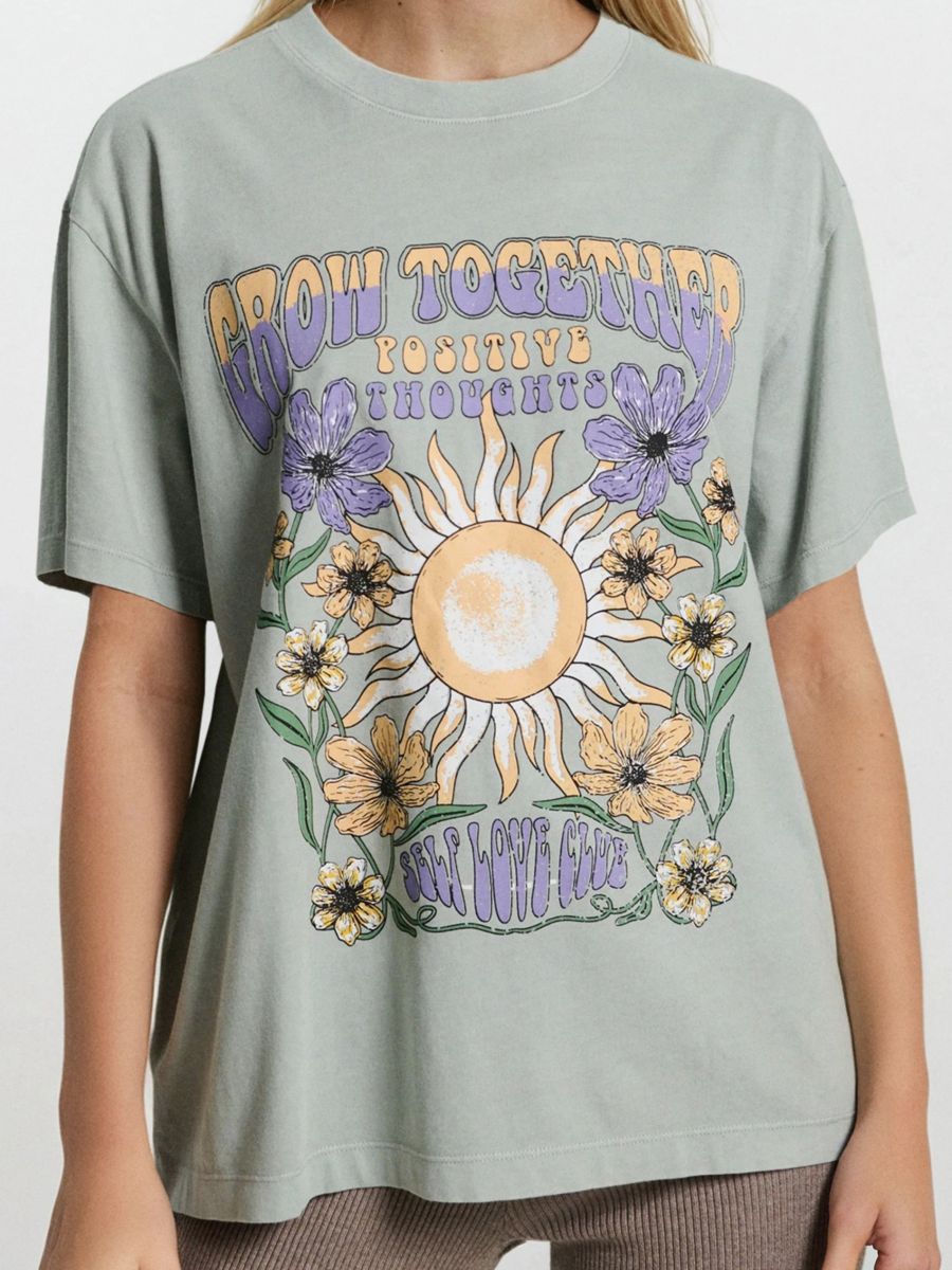 Majica kratkih rukava s printom - sivo - SINSAY