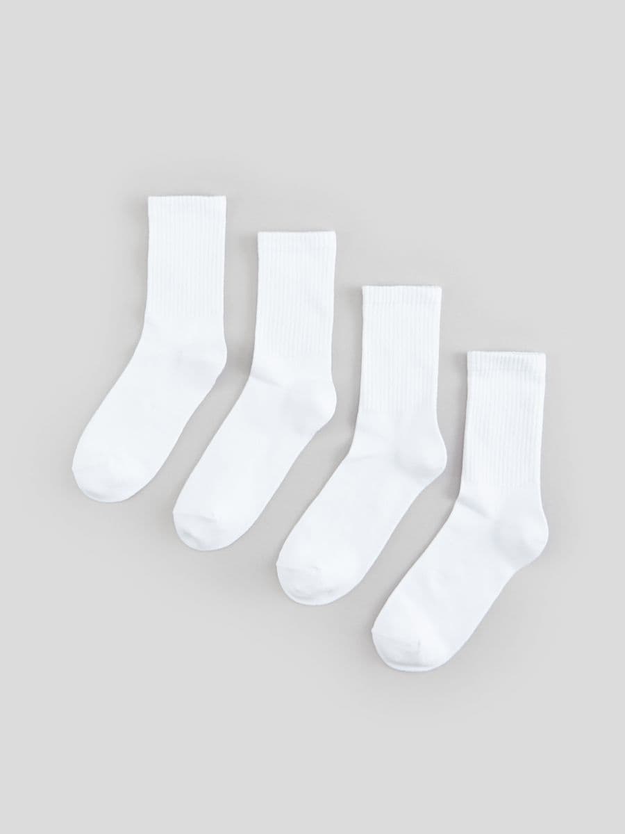 Чорапи, 4 чифта - бял - SINSAY