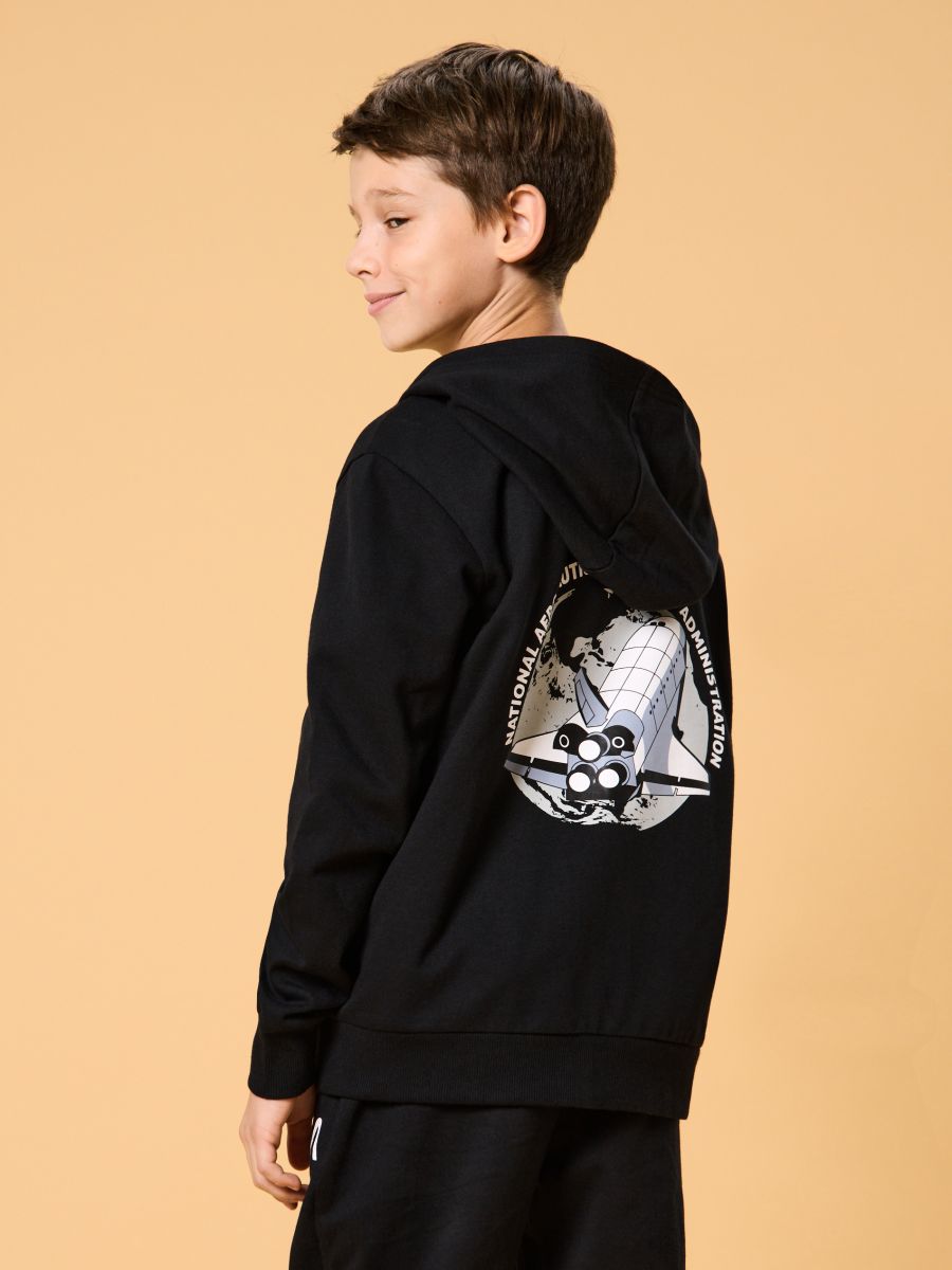 Bluza z nadrukiem na plecach NASA - czarny - SINSAY