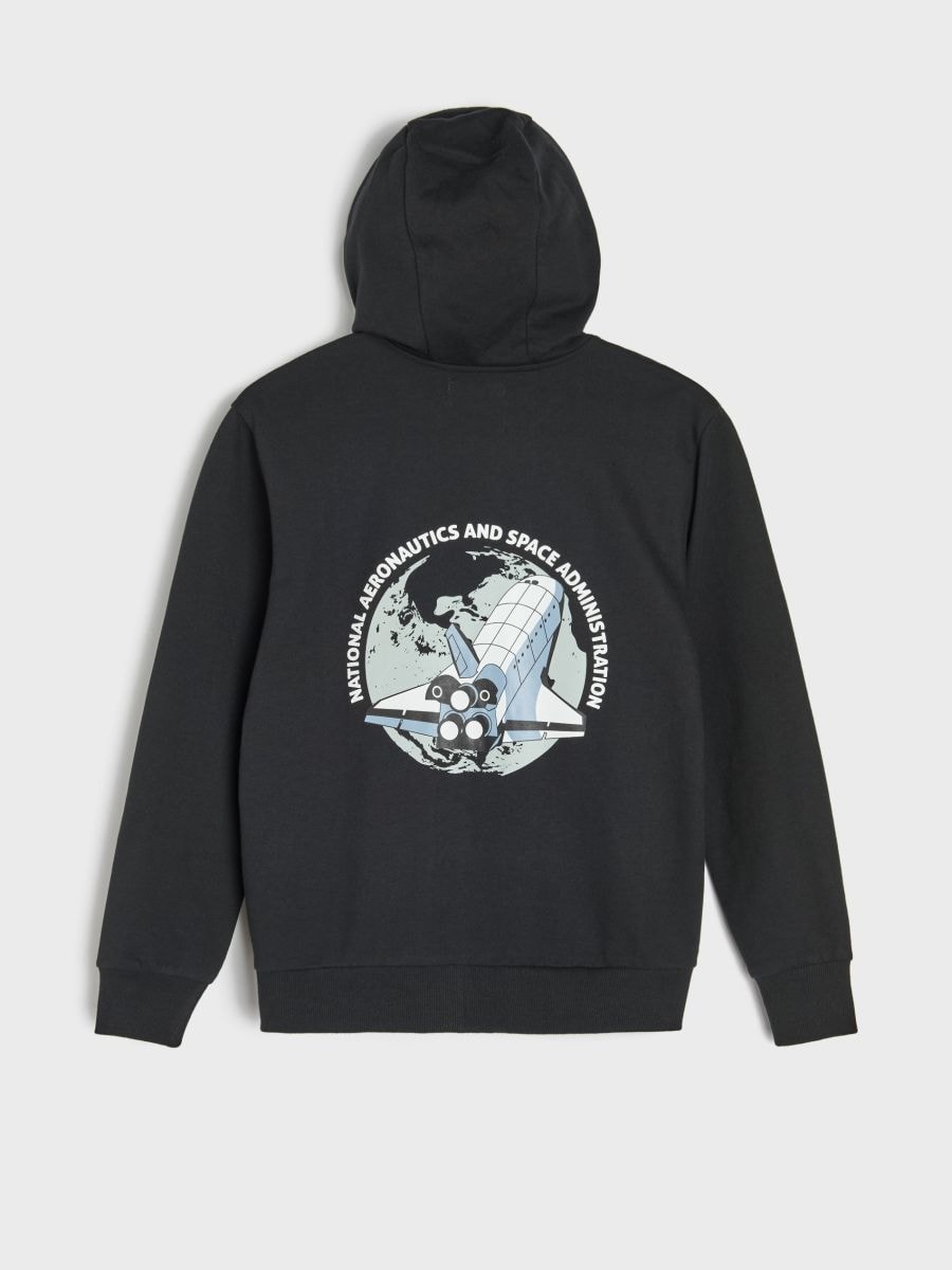 Bluza z nadrukiem na plecach NASA - czarny - SINSAY