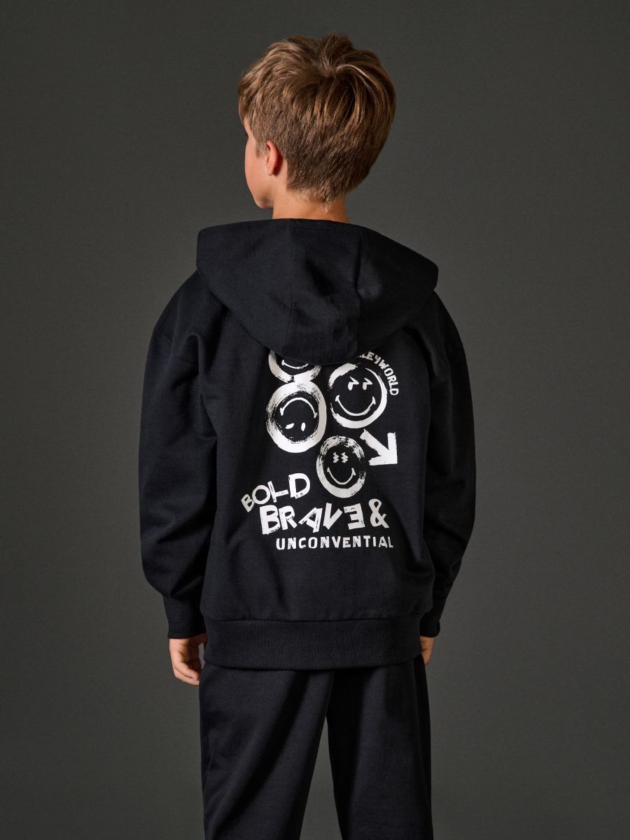 Hoodie mit Reißverschlussv - Schwarz - SINSAY