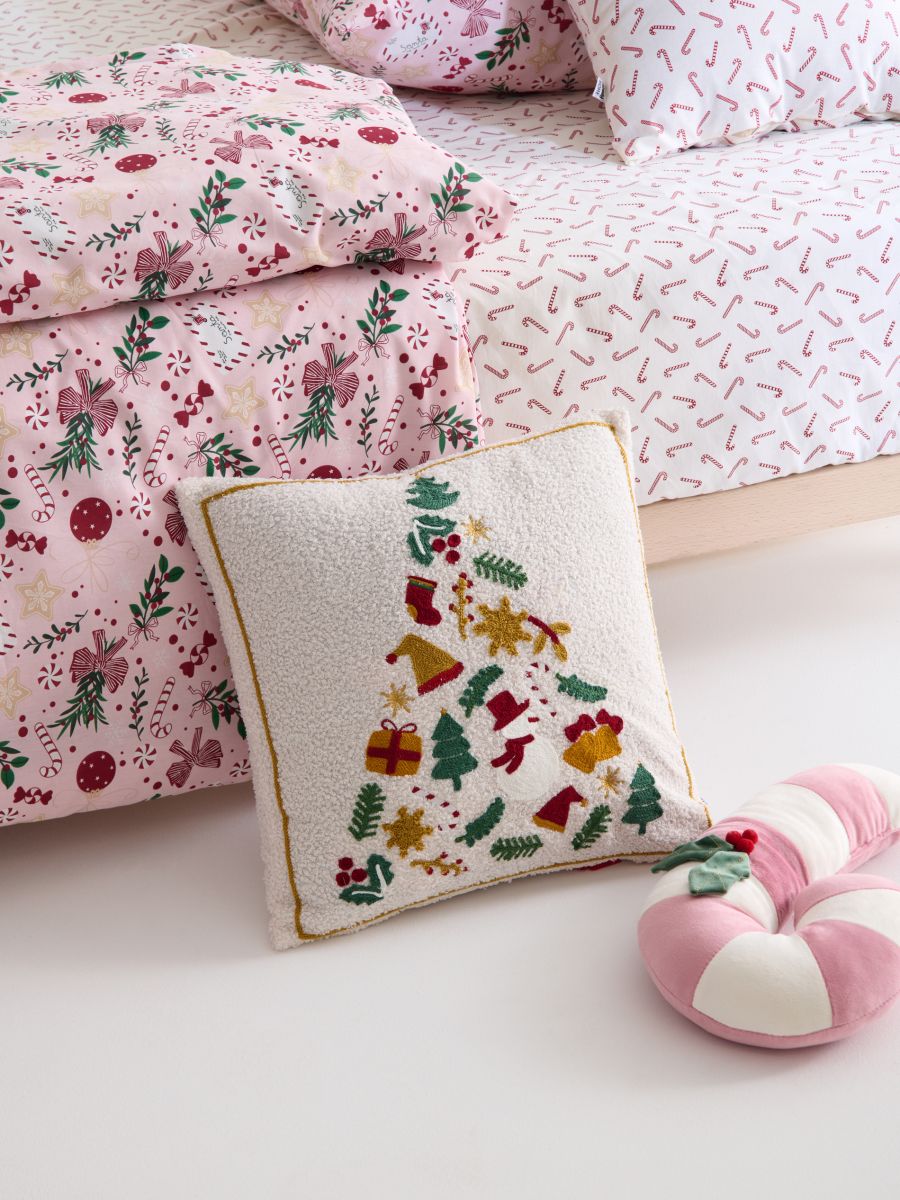 Jõulupadi kate kuuse tikandiga - kreemvalge - SINSAY