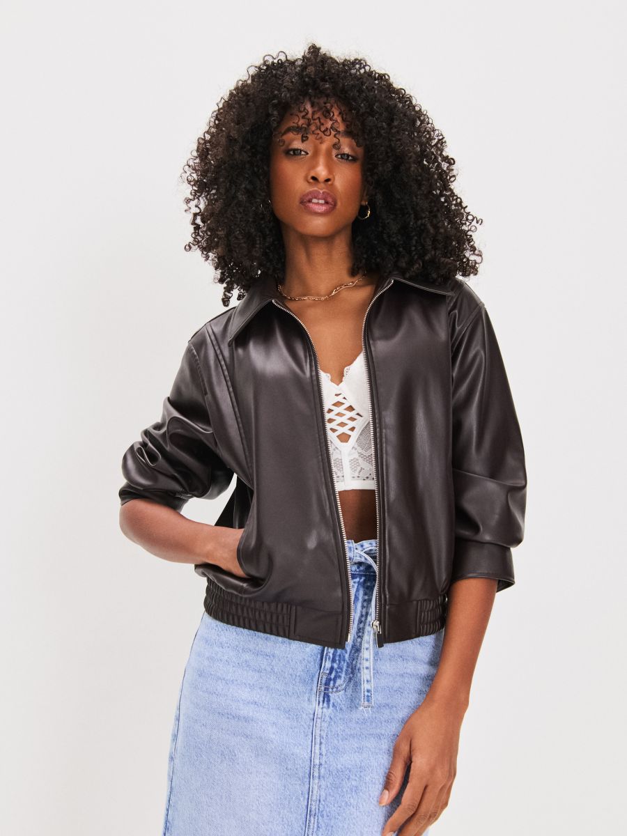ジャケット・アウター leather coat Retro 90s Leather Jacket, 80s New Wave Jacket, Biker Jacket