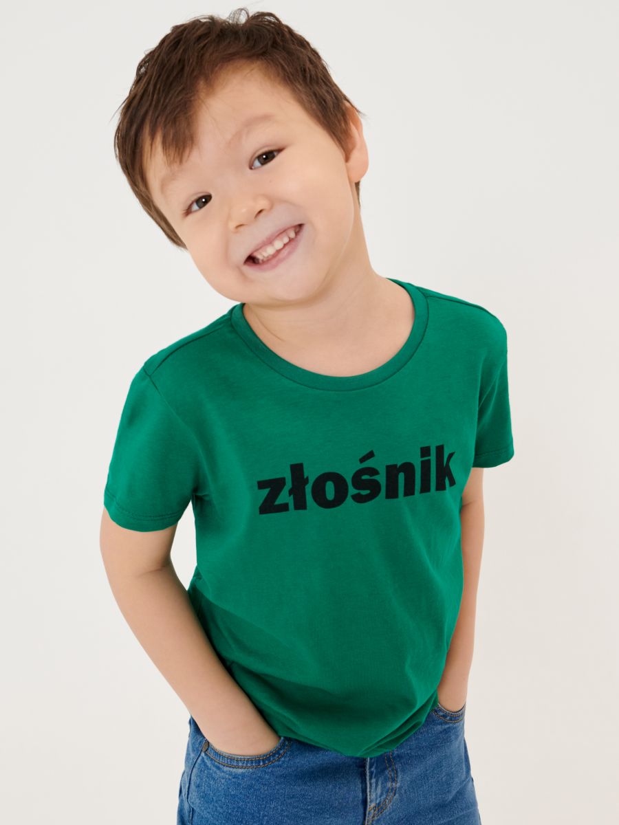 T-shirt with slogan Color green - SINSAY - 2810B-77X