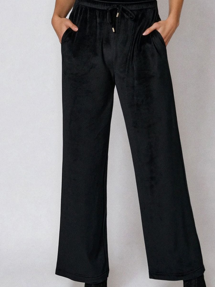 Pantaloni wide leg - negru - SINSAY