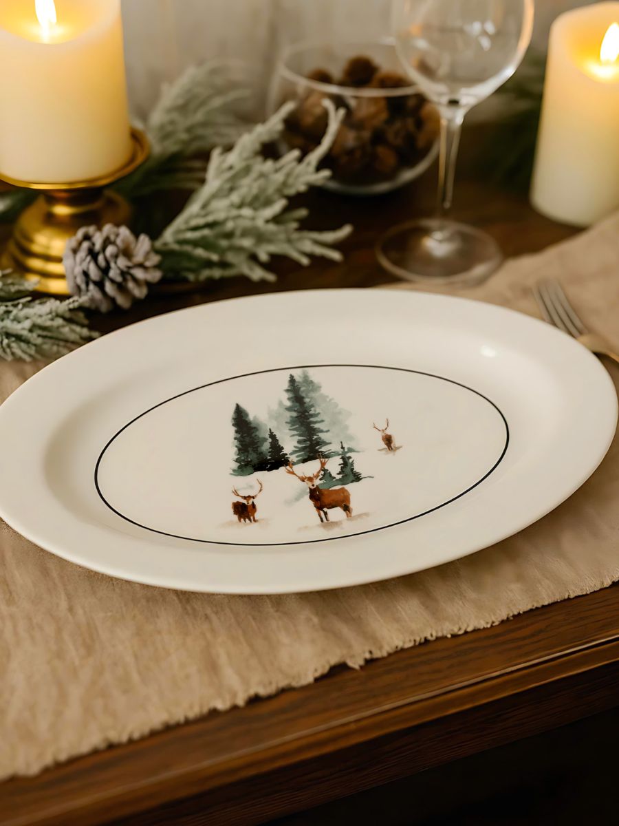 Керамічна тарілка з різдвяним мотивом - білий - SINSAY