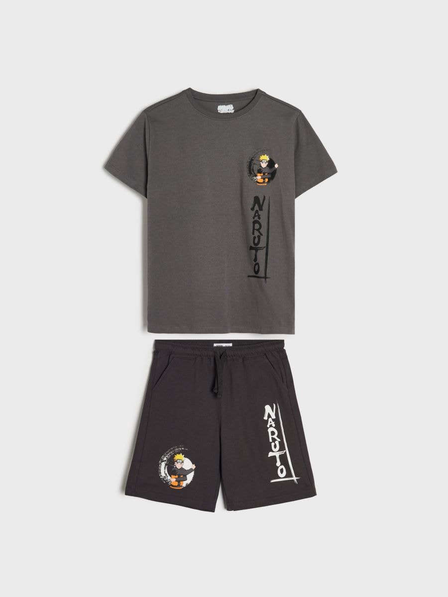 Komplet majice in kratkih hlač Naruto - antracitna - SINSAY
