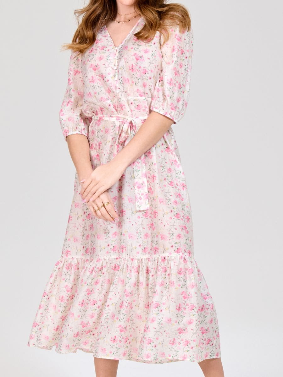 Rochie midi cu imprimeu floral - multicolor - SINSAY
