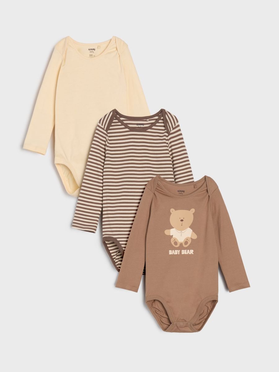 Set de 3 body-uri - gri-maroniu - SINSAY