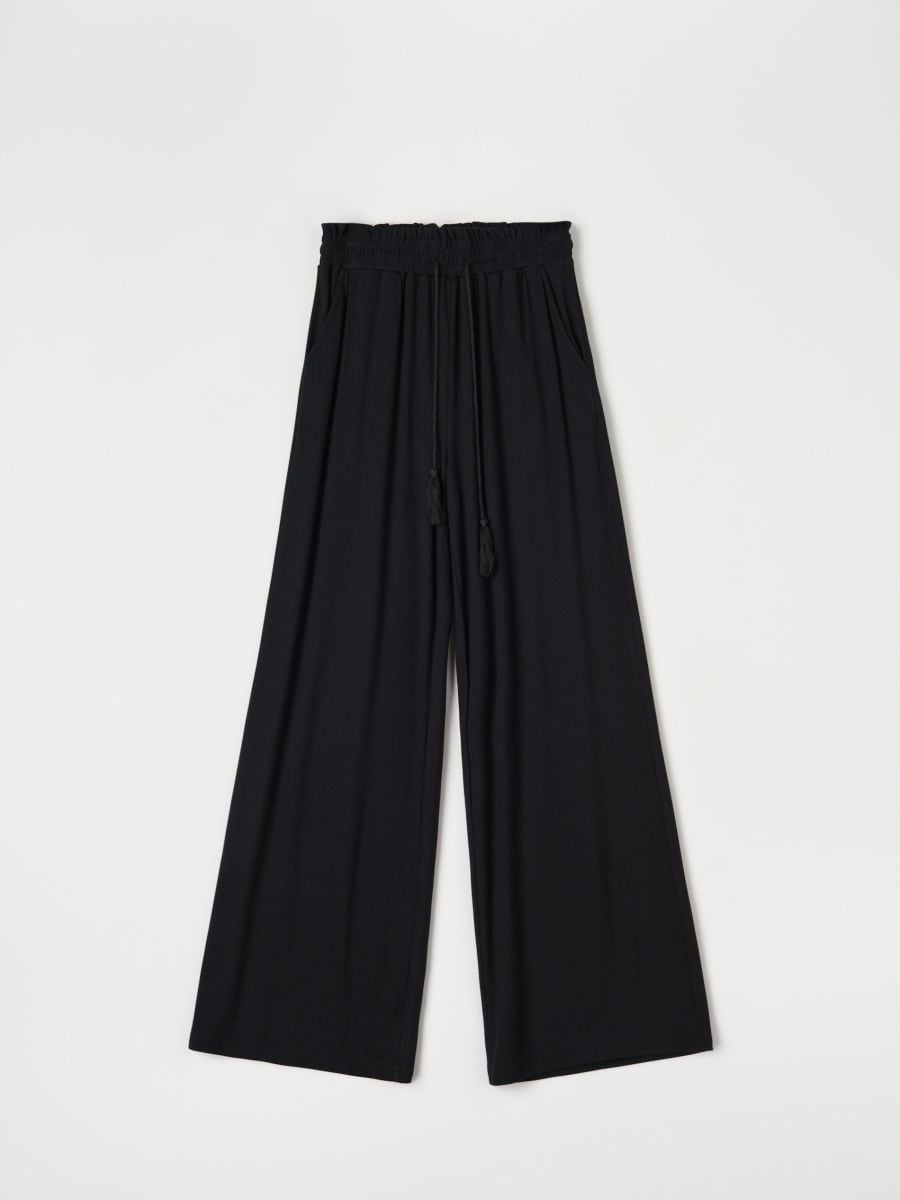 Szerokie spodnie - czarny - SINSAY