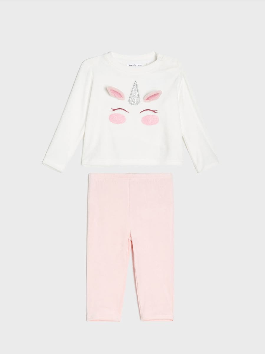 Set pigiama in velour - panna - SINSAY