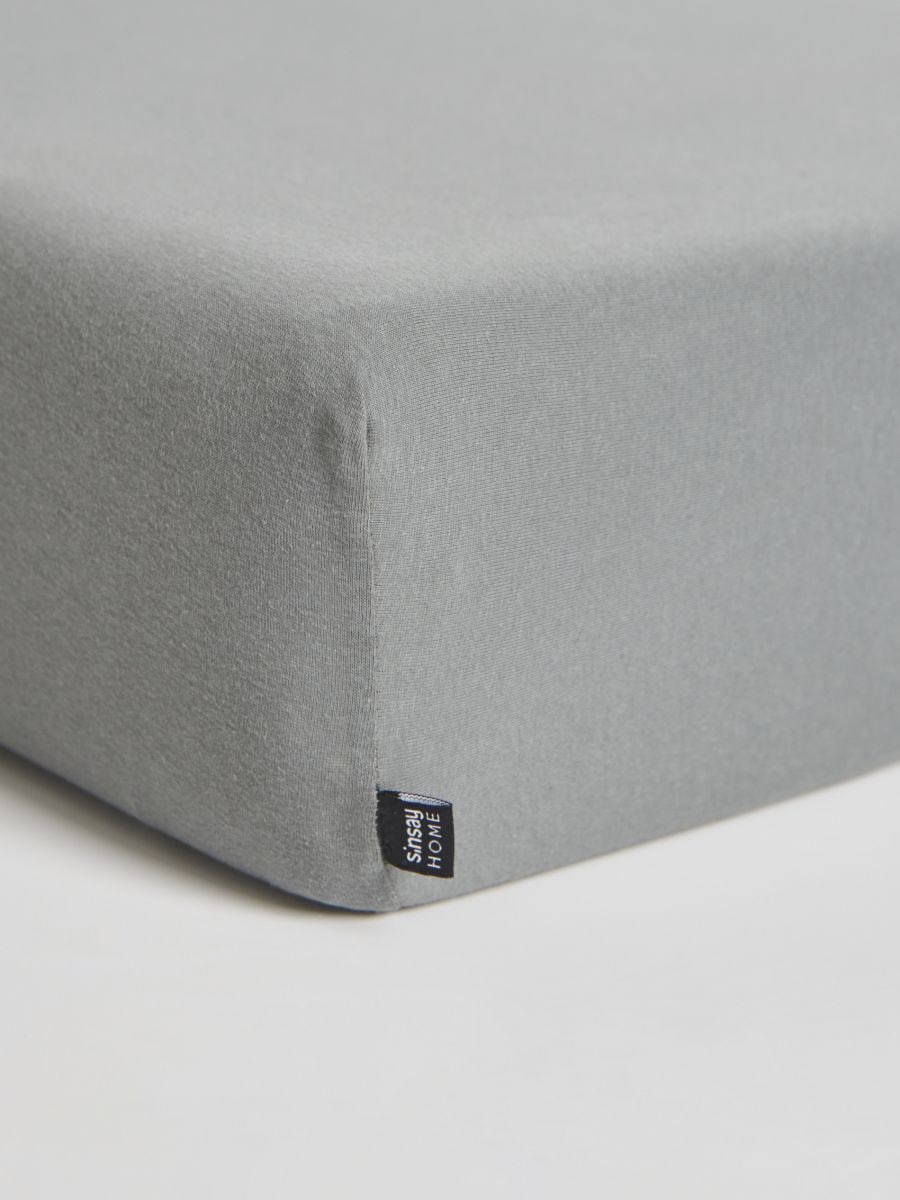Cotton jersey bedsheet with elastic band - dark grey - SINSAY