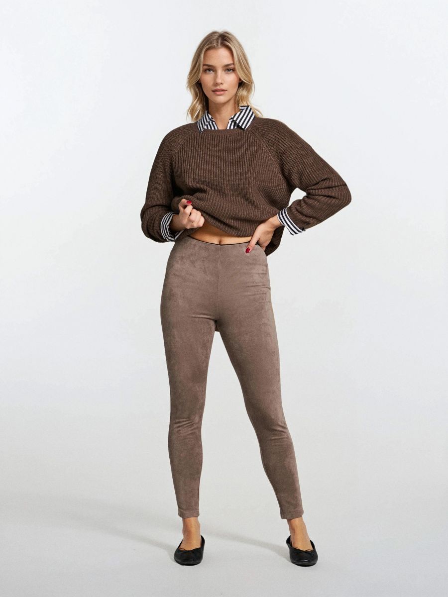 Pajkice iz imitacije semiša - kava - SINSAY