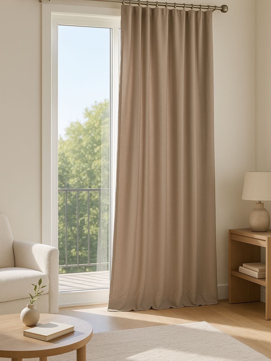 Велюрова штора на тасьмі - бежевий - SINSAY