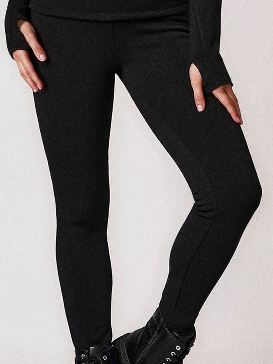 Legginsy z futerkowym ociepleniem w środku - czarny - SINSAY