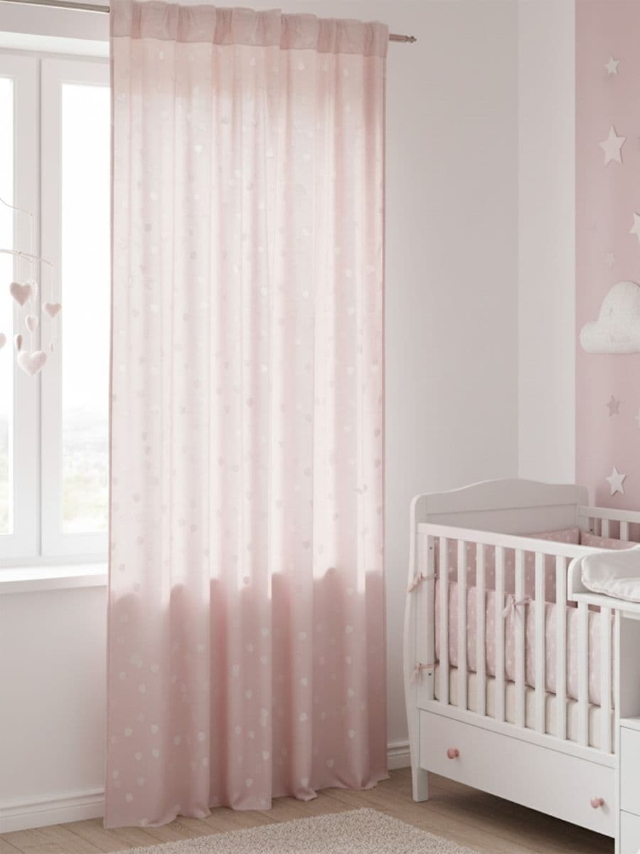 Welurowa zasłona z wytłaczanym wzorem - różowy - SINSAY