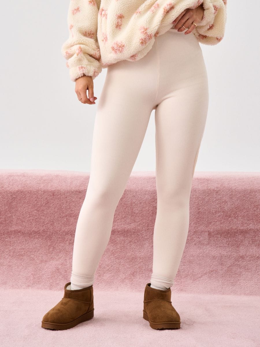 Colanți cu căptușeală din blană - nude - SINSAY