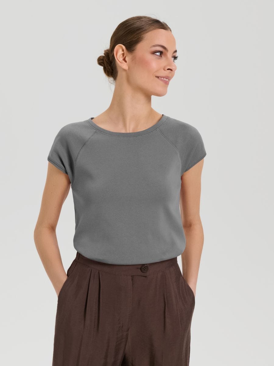 Tricou cu mânecă scurtă - gri-închis - SINSAY