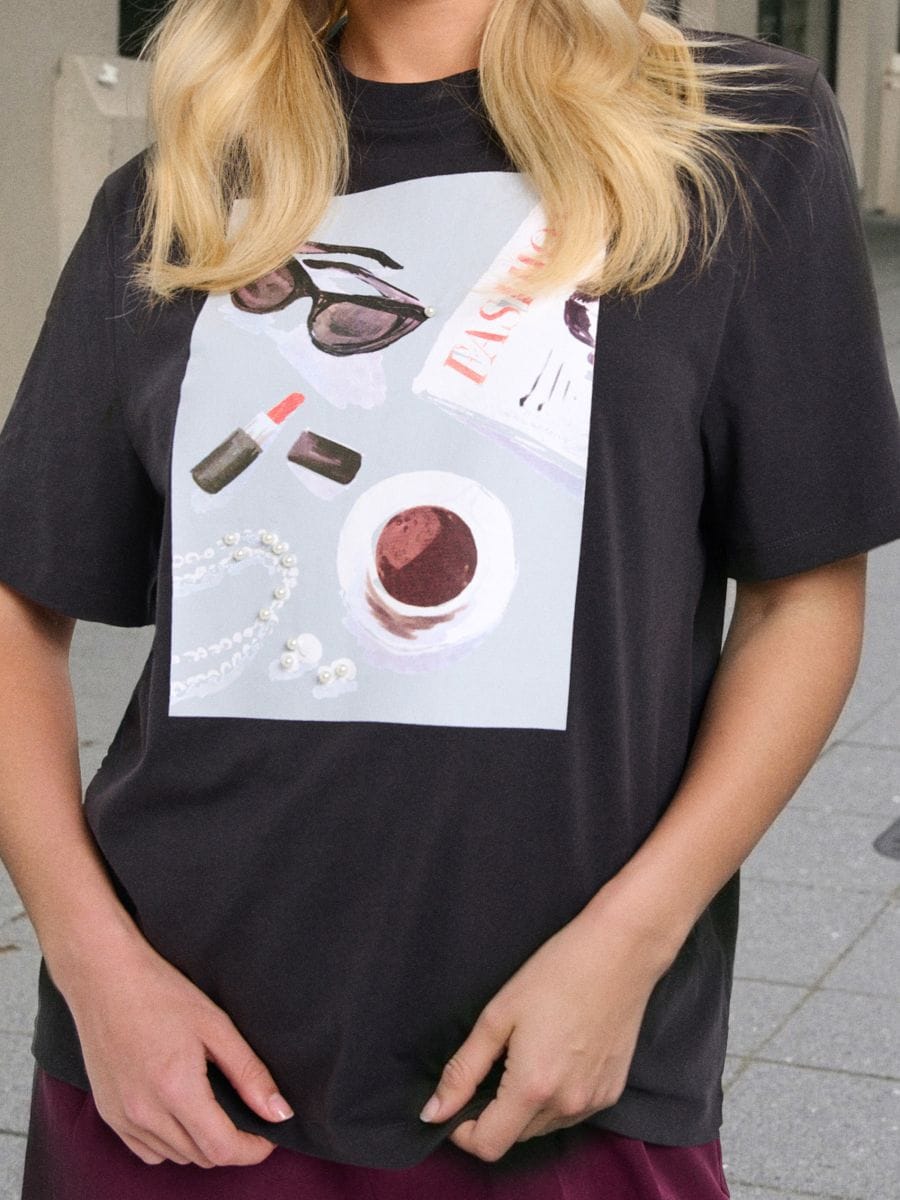 Koszulka z nadrukiem - fioletowy - SINSAY