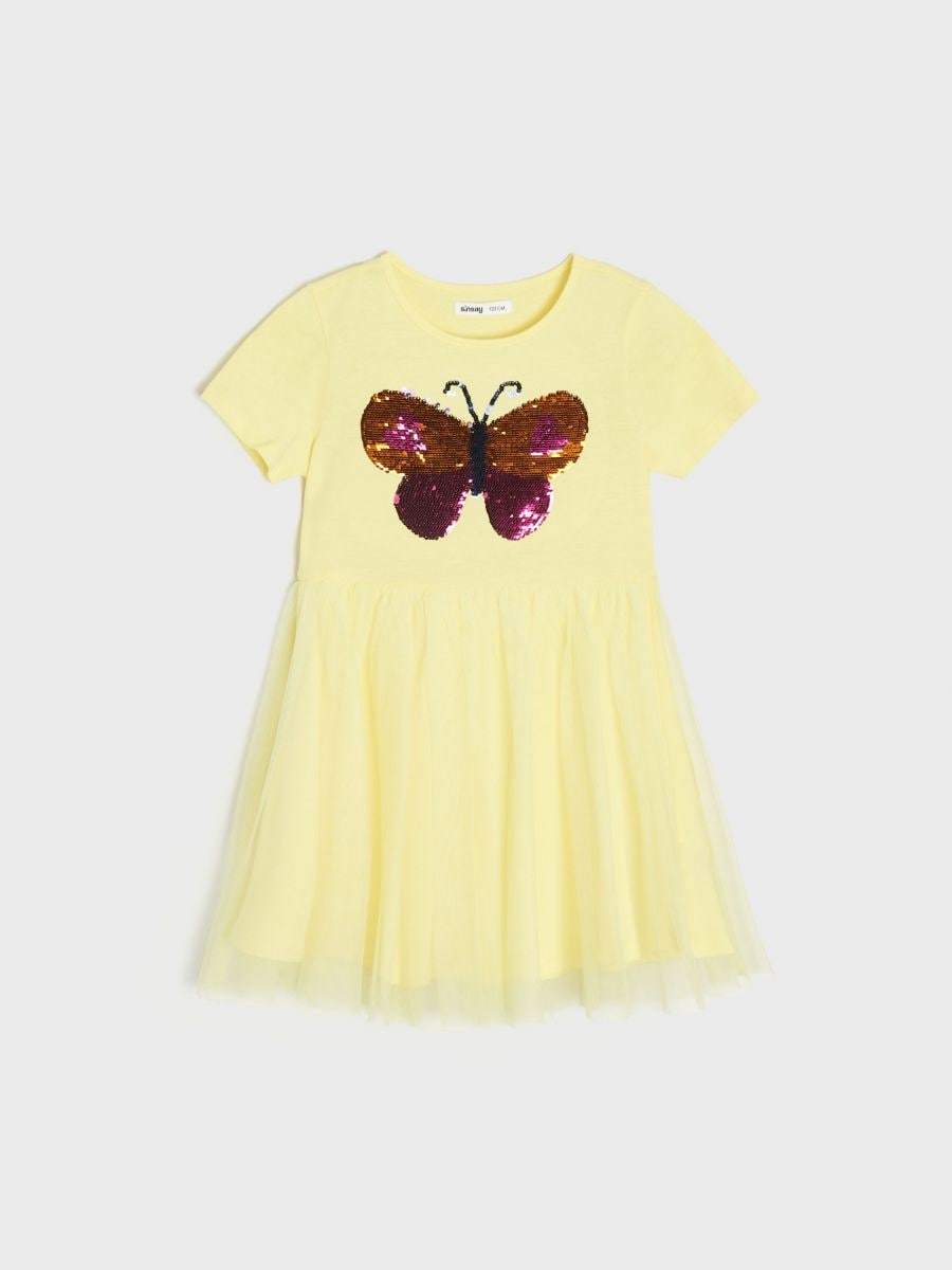 Dress with tulle - yellow - SINSAY