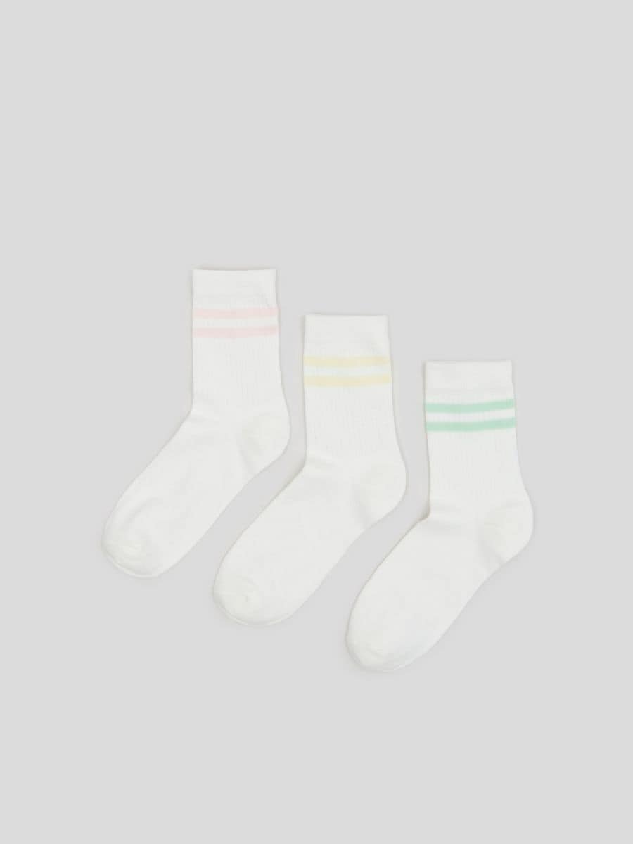 Súprava 3 párov ponožiek - krémová - SINSAY