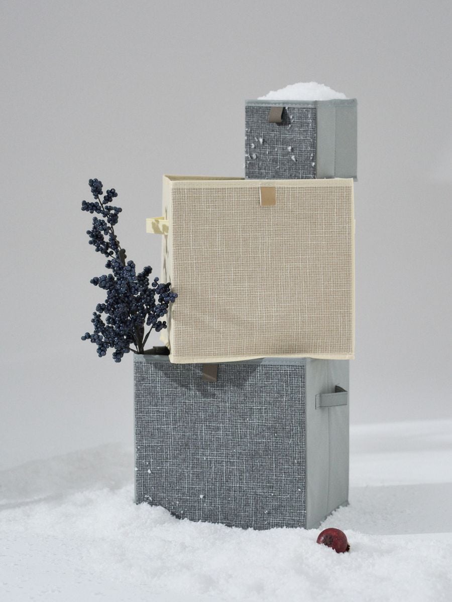 Cutie pliabilă pentru depozitare cu mânere - gri-închis - SINSAY