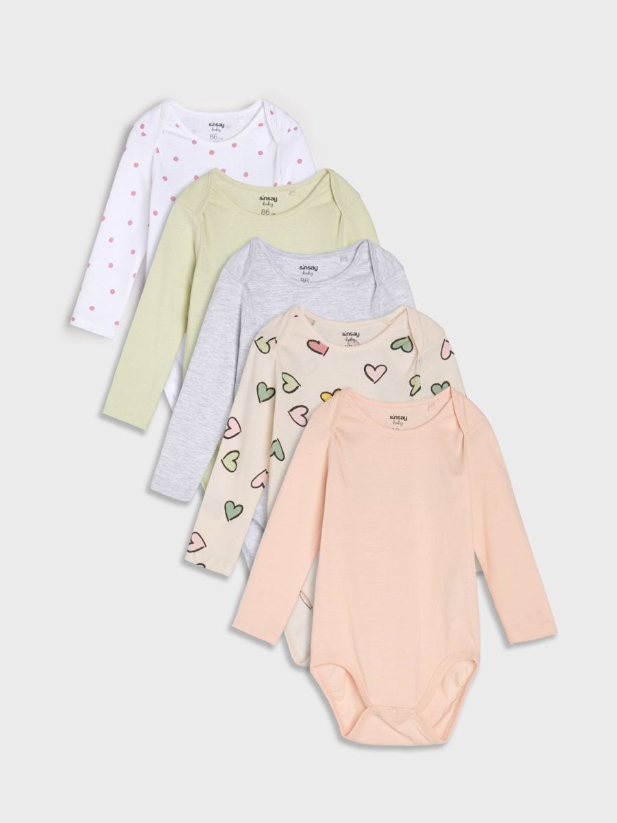 Pamučni bodi 5 pack - bijelo - SINSAY