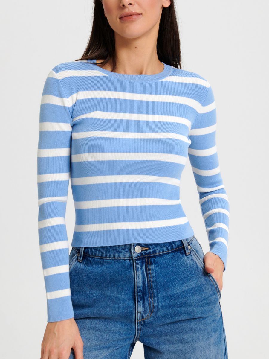 Prugasti džemper - svijetlo plava - SINSAY