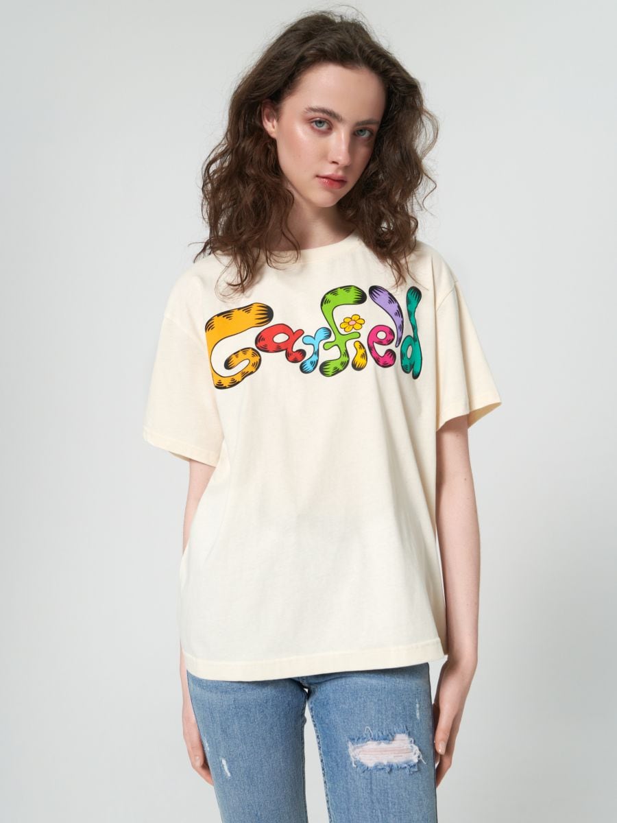 T-shirt Color nude - SINSAY - 5385F-02X