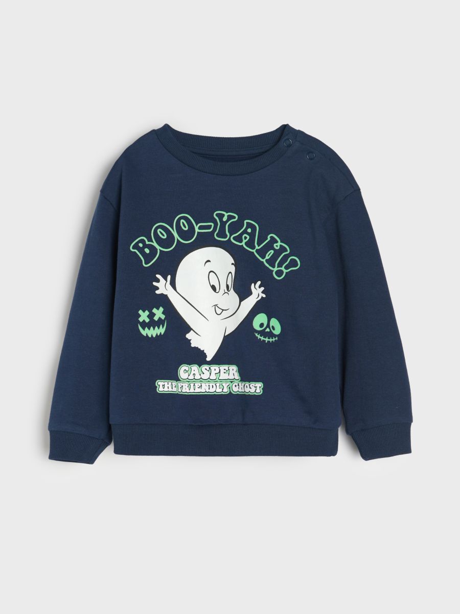 Felpa che si illumina al buio Casper the friendly ghost - blu scuro - SINSAY