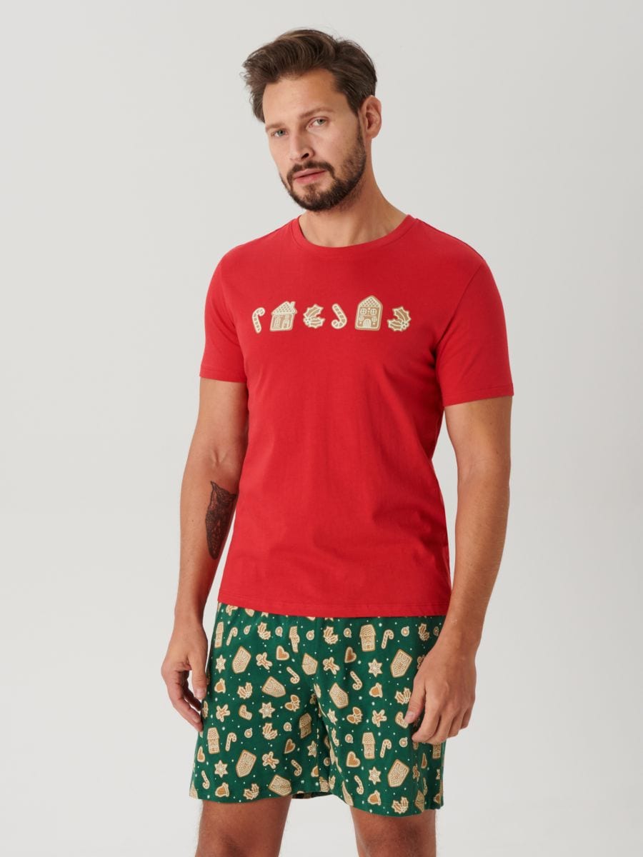 Komplet pidžame s printom - zelena - SINSAY