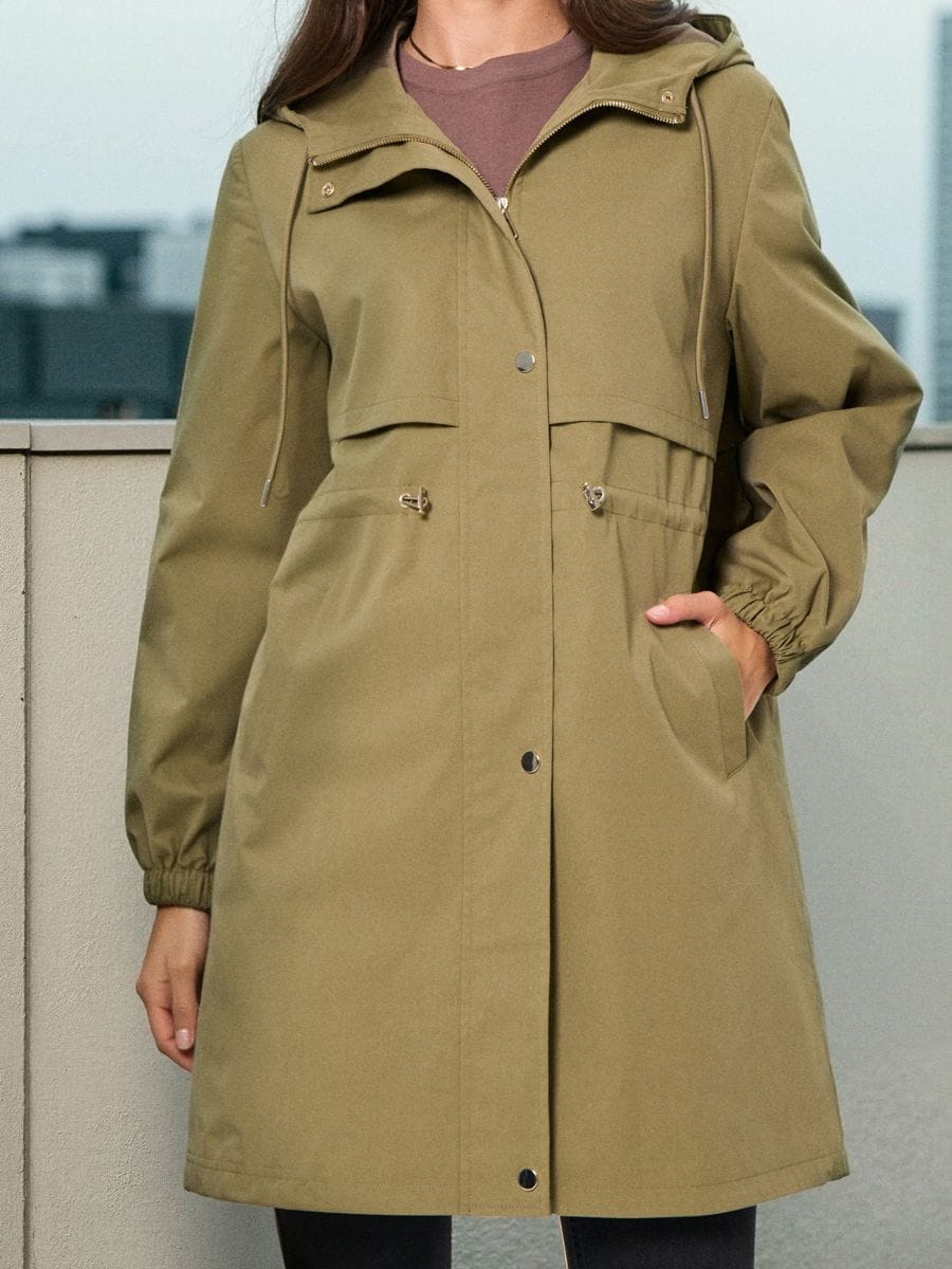 Parka s kapucí a stahováním v pase - zelená - SINSAY
