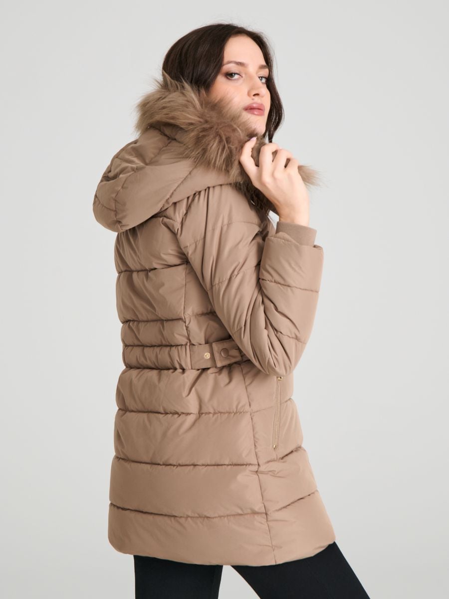 Quilted jacket with hood Color beige - SINSAY - 545BA-80X