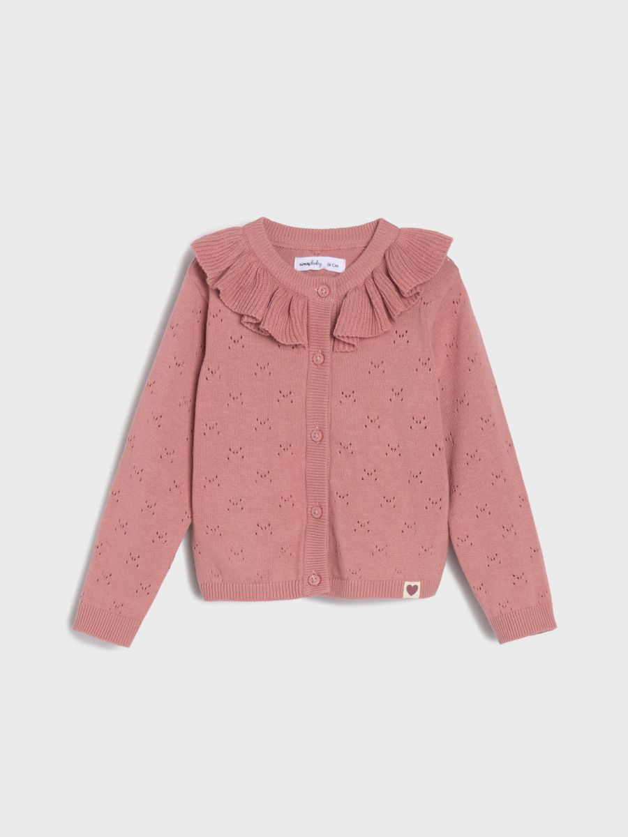 Ajour-Pullover mit dekorativer Rüsche - begonie - SINSAY
