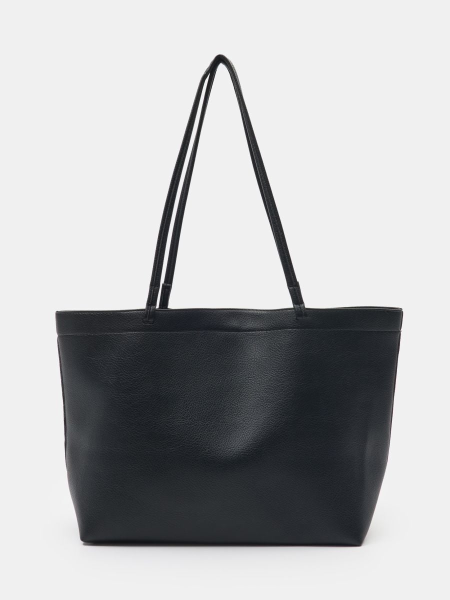 Kabelka shopper z imitace kůže - černá - SINSAY