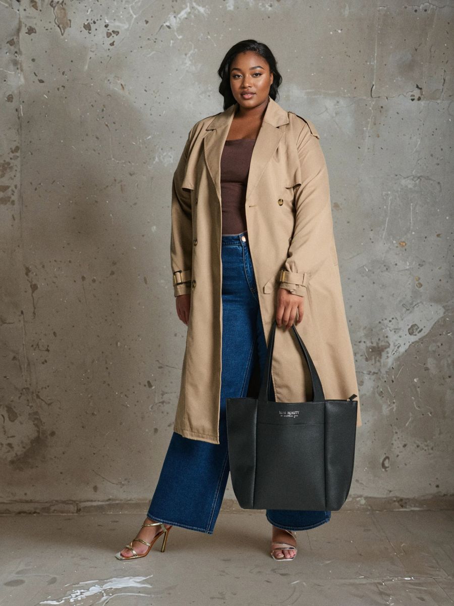 Kabelka shopper z imitace kůže - černá - SINSAY