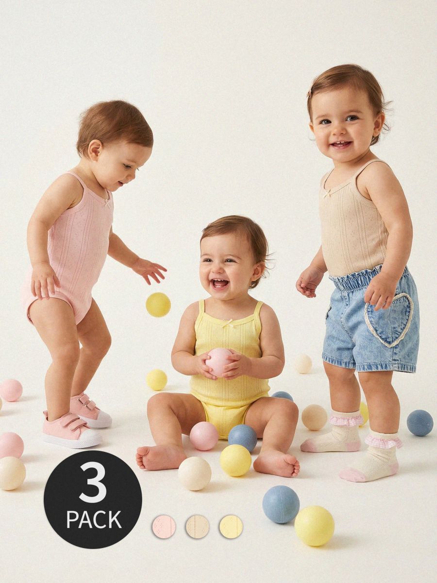 Pamut body pántos 3 pack - pasztellpink - SINSAY