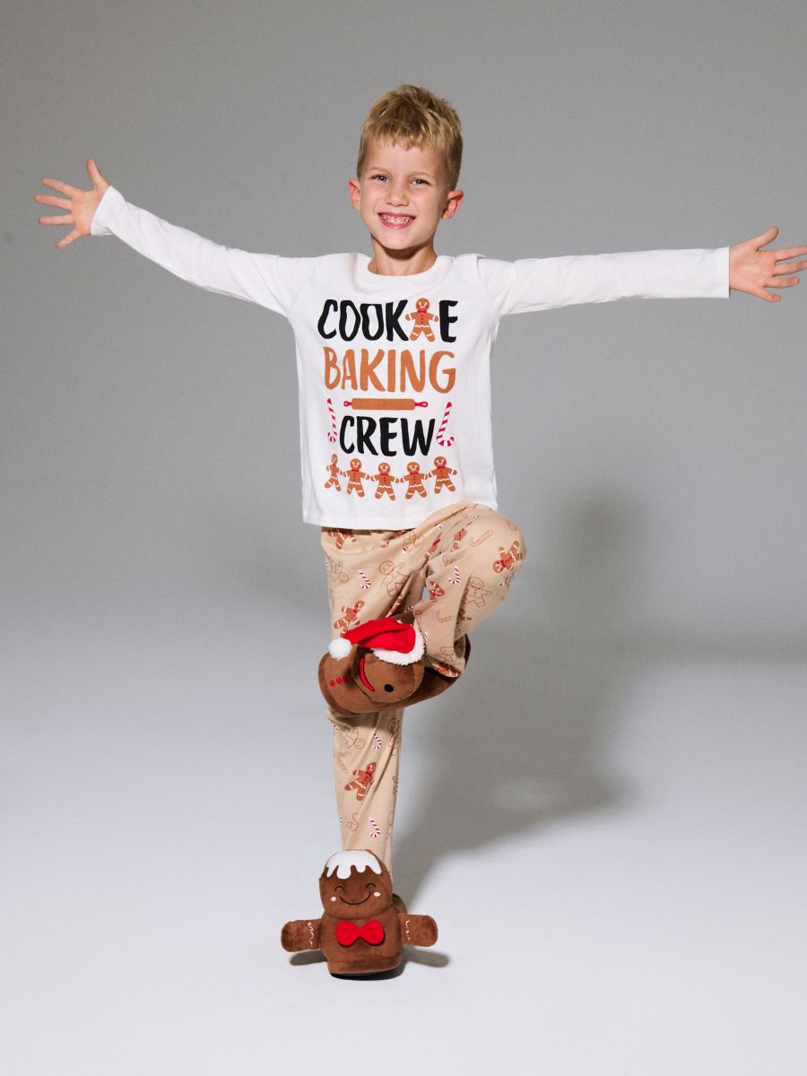 Двокомплектна різдвяна піжама з мотивом пряників - кремовий - SINSAY