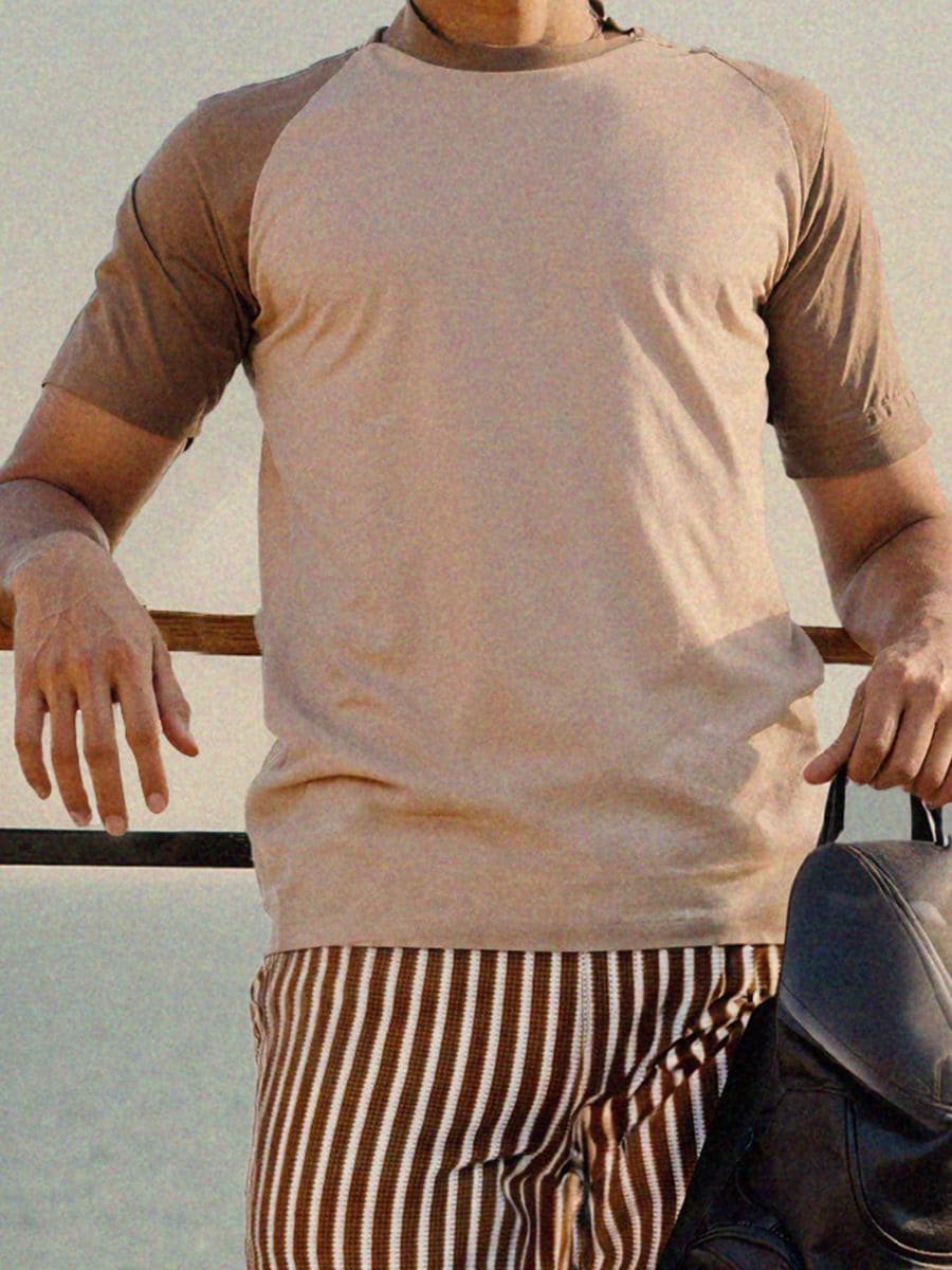 Pamučna basic majica - BEŽ - SINSAY