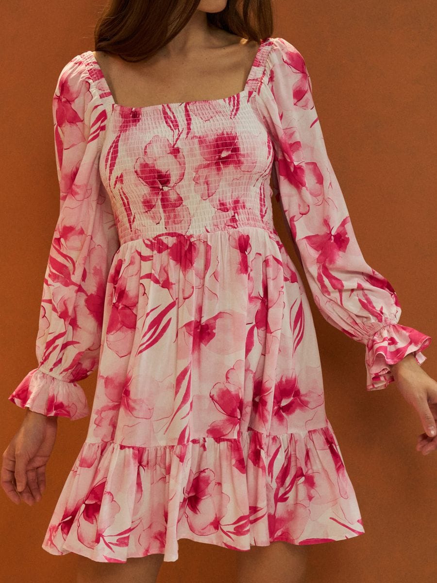 Rochie mini cu imprimeu floral - multicolor - SINSAY