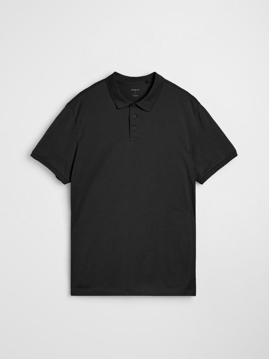 Pamučna polo majica - crno - SINSAY