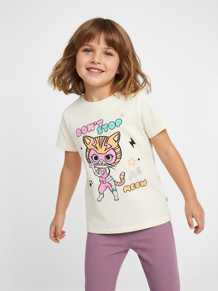Koszulka Disney Junior Super Kitties - kremowy - SINSAY
