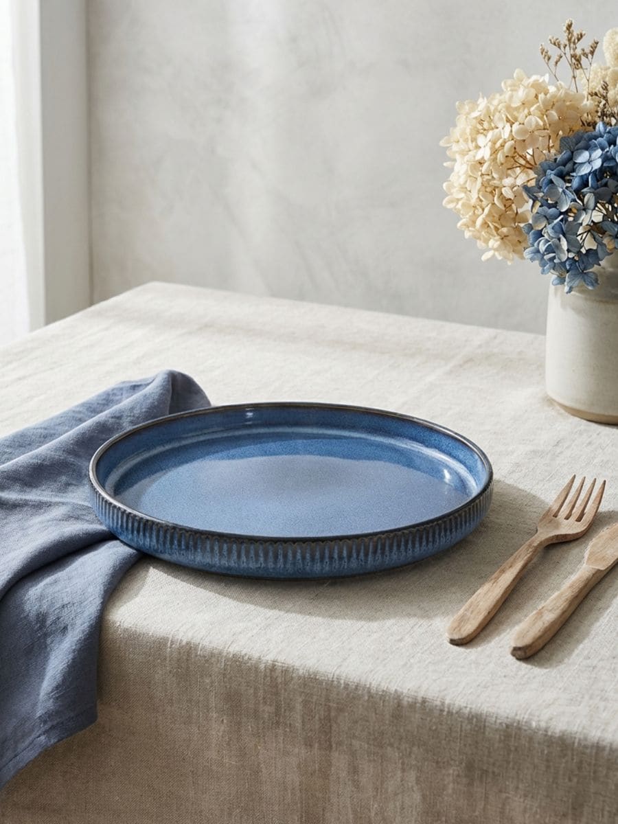 Plakanšķīvis ar rievotu malu - tumši zils - SINSAY