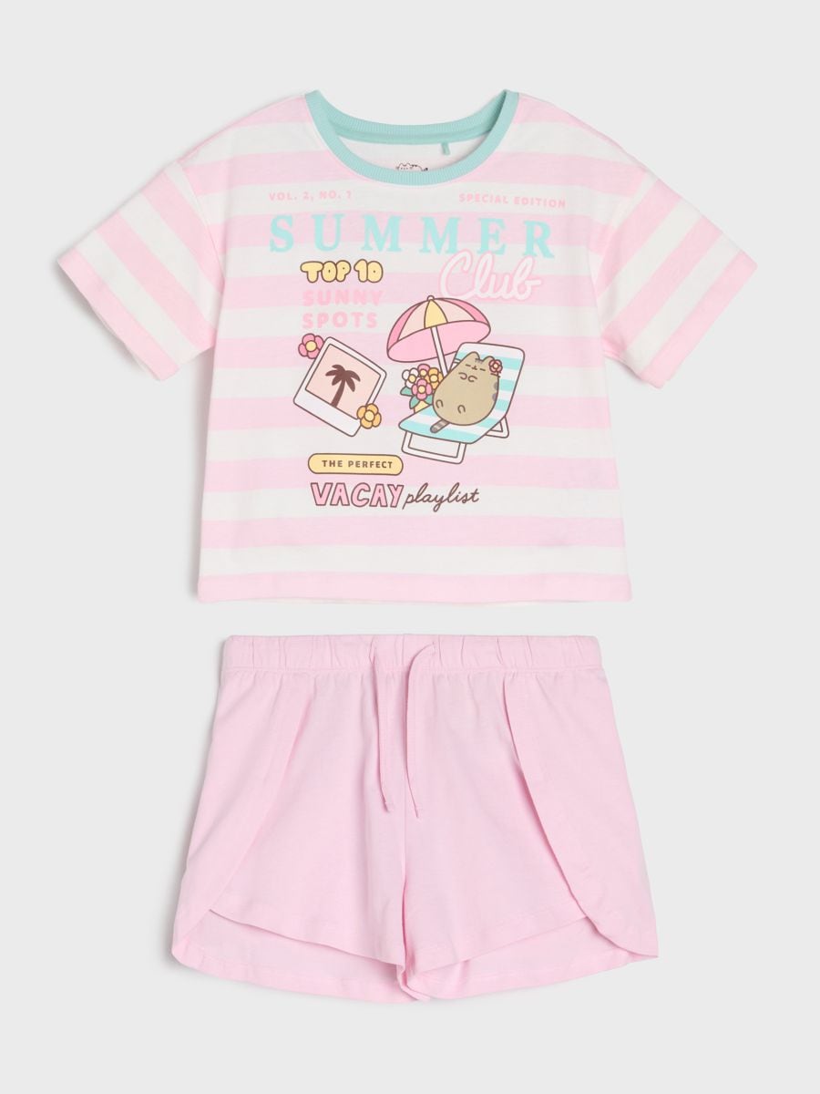 Kétrészes pamut pizsama Pusheen the Cat - pasztellpink - SINSAY