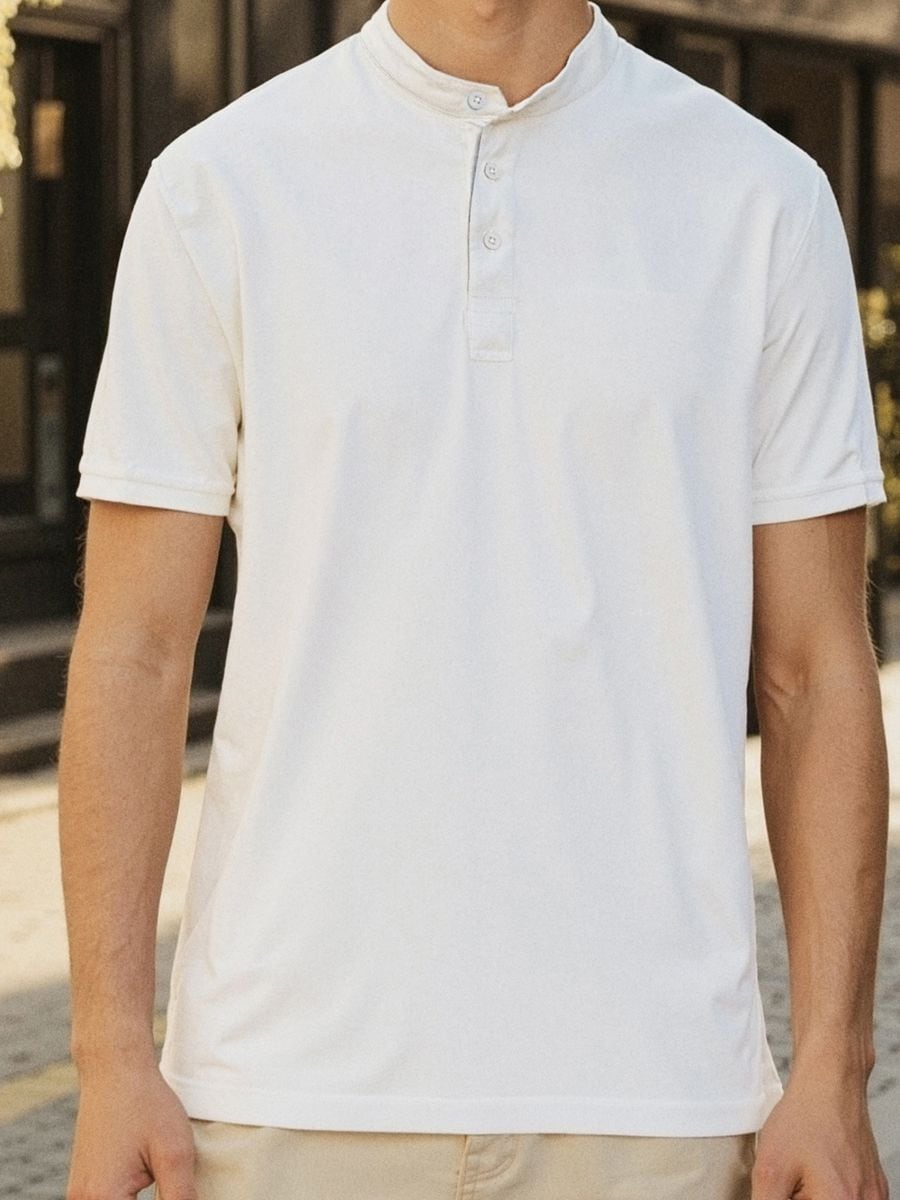 Футболка Henley - білий - SINSAY