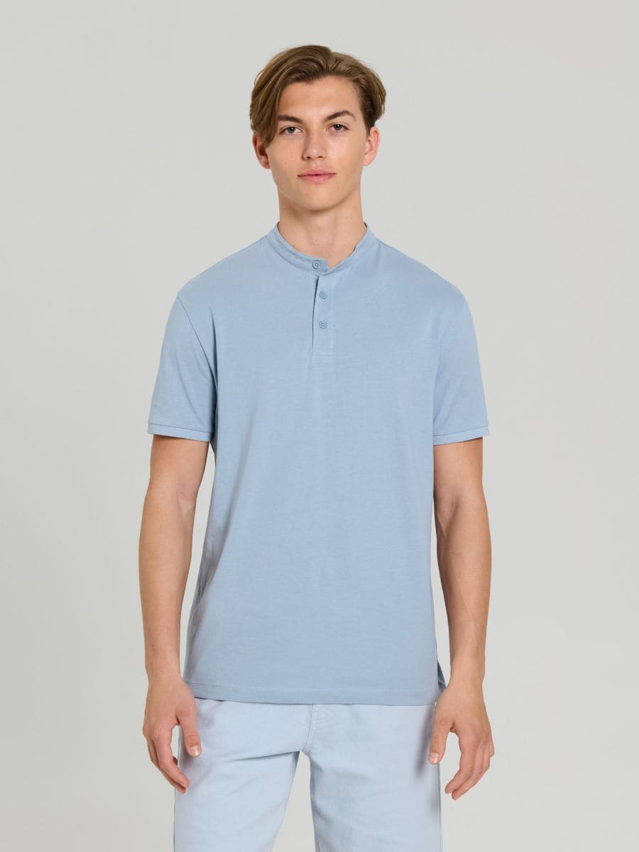 Футболка Henley - блакитний - SINSAY