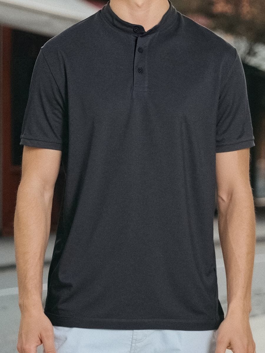 Μπλούζα henley - steel blue - SINSAY