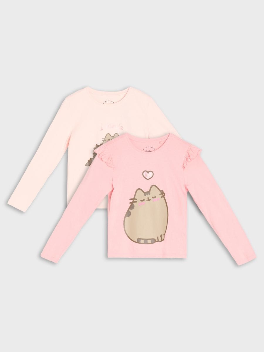 2 vienetų ilgomis rankovėmis marškinėlių rinkinys Pusheen the cat - pastelinė rožinė - SINSAY